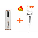 Cordless Auto Rotating Ceramic Hair Curler USB Rechargeable Curling Iron LCD Display Temperature Adjustable Curling Wave Styler