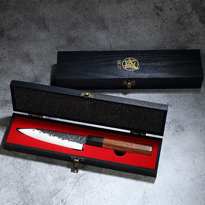 MITSUMOTO SAKARI, 5,6 pulgadas, japonés, acero duradero de alto carbono, cuchillo pequeño hecho a mano, mango de madera duradero, caja de regalo de madera