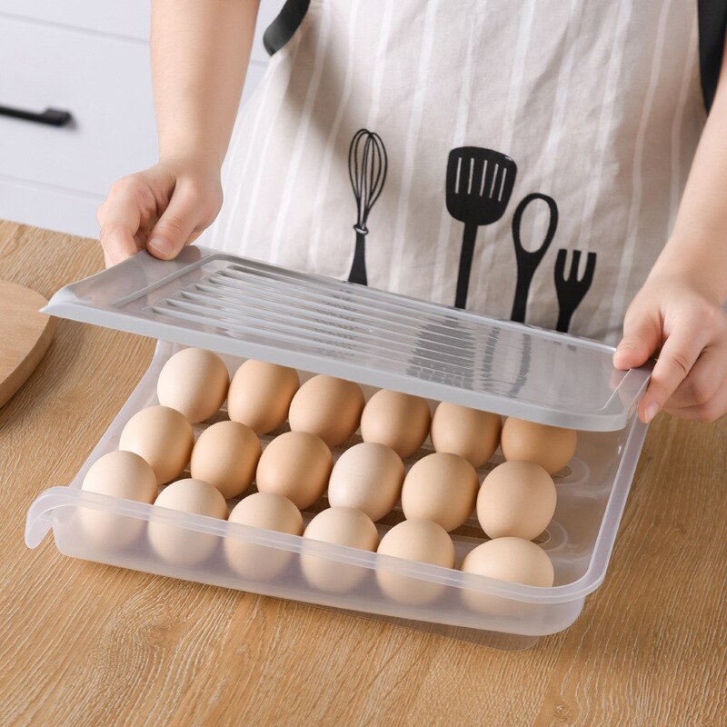 Kunststoff Eier Aufbewahrungsbox Küchenwerkzeuge Kühlschrank Aufbewahrungsbox Outdoor Picknick 18 Grid Lebensmittelbehälter Multifunktionale Eierpresse