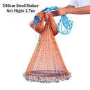 XCLOHAS American Hand Cast Net with Flying Disc High Strength Fly Cast Fishing Network 300/360/420/480/540/600/720cm Throw Net