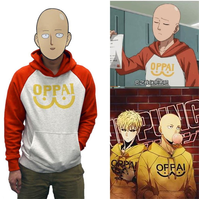 Nuevo Anime One Punch man Saitama Oppai Sudadera con capucha mujeres hombres sudadera con capucha Cosplay disfraz nuevo empalme Hip Hop Pullover 2020