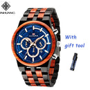 Mix Sandal Wood Men Sport Watches Wooden Wristwatch Wood Bamboo Watch For Men Wood Strap Quartz Husband Chronograph Relogio