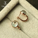 Natural Sky blue topaz clasp earrings 925 sterling silver simple design rose gold earrings fine jewelry for girl daily wear