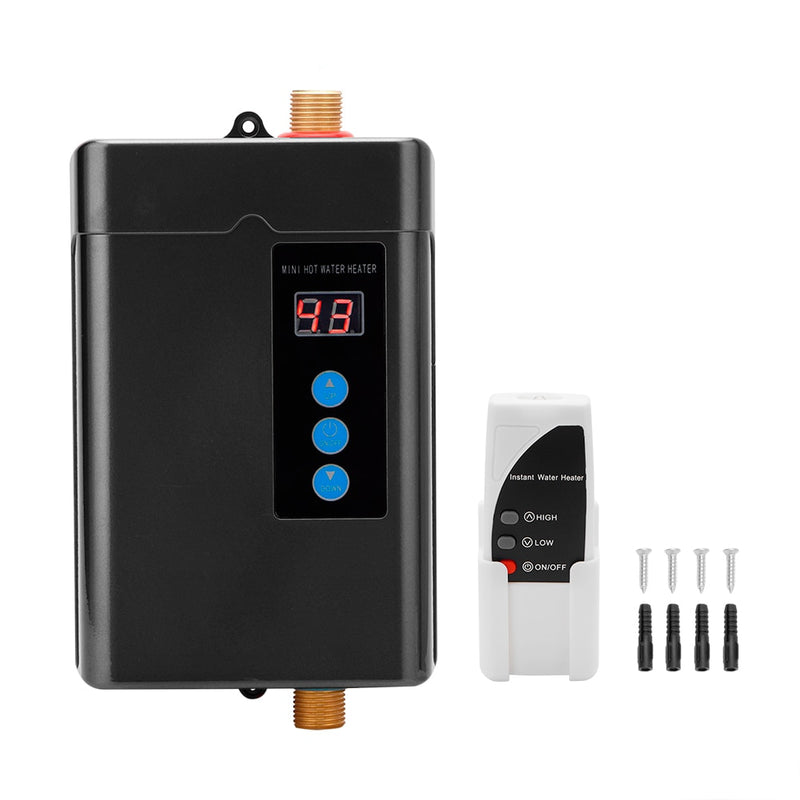 Digital Electric Water Heater Remote Control Instantaneous Tankless Water Heater for Kitchen Bathroom Shower Water Fast Heating