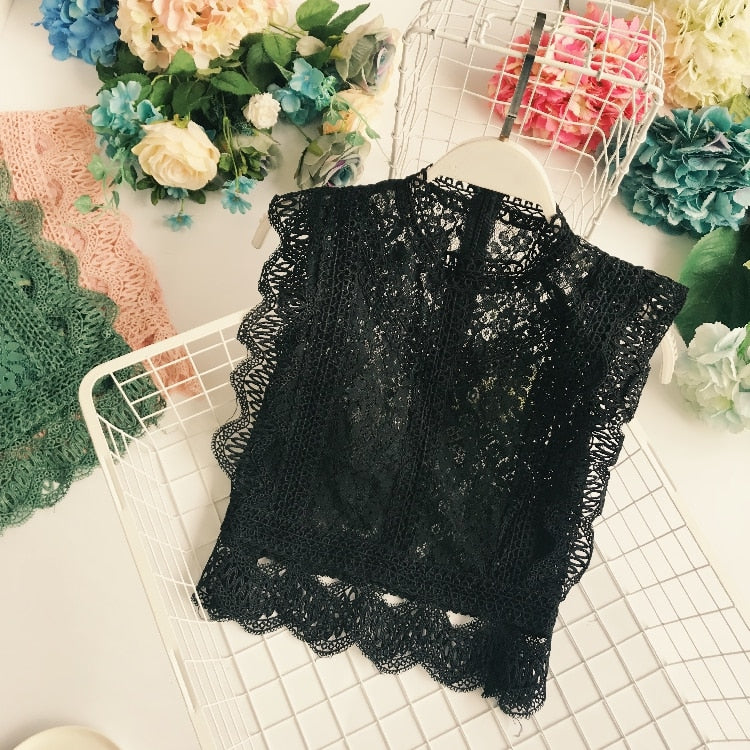 2022 Summer Lace Hollow Out Crop Tops Women Fashion Short Lacework Pullover Tank Vest Ladies Slim Elegant Outside Tank Tops