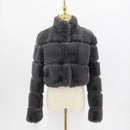 PINK JAVA QC20051 nueva llegada abrigo de piel de moda mujer invierno cálido chaqueta de piel falsa abrigo de piel de conejo de imitación chaleco de piel chaquetas cortas