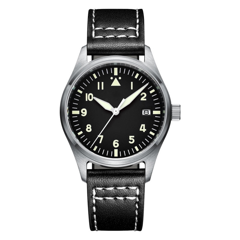Diver Mechanical Dive Watch For Men Leather Sapphire Crystal Business Men&