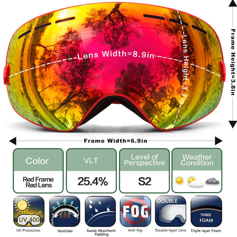 MAXJULI Skibrille - Wechselglas - Premium Schneebrille Snowboardbrille für Herren und Damen Skiartikel