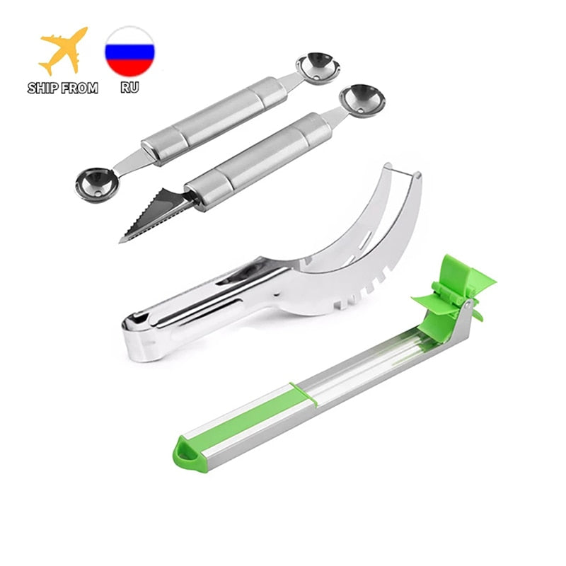 Stainless Steel Watermelon Slicer Fruit Knife Windmill Cutter Ice Cream Dig Ball Melon Baller Scoop Assorted Cold Kitchen Tools