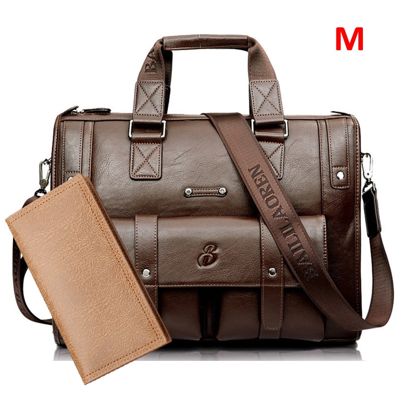 Men Leather Black Briefcase Business Handbag Messenger Bags Male Vintage Shoulder Bag Men&