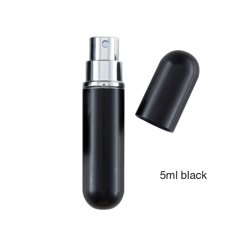 Mini botella de Perfume en aerosol recargable portátil de 5ml, atomizador de aluminio de viaje, envase cosmético vacío, logotipo personalizado gratis