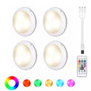 USB Rechangeable RGBW LED Cabinet Light Puck Light 16 Colors Remote Under Shelf Kitchen Counter Lighting Night Lamp