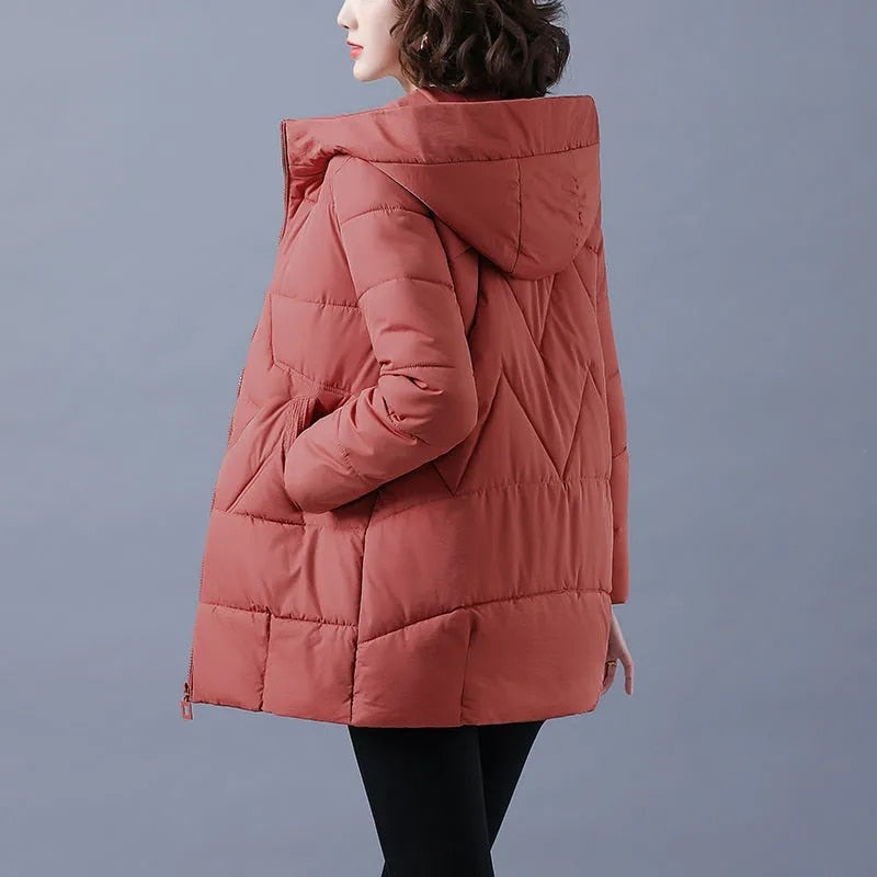 2022 nueva chaqueta de invierno para mujer, Parkas largas y cálidas, abrigo grueso para mujer, Parka acolchada de algodón, chaqueta con capucha, prendas de vestir M-4XL
