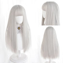 SHANGKE Synthetic Red Black Blonde White Lolita Wigs For Women Long Straight Wig With Bangs Genshin Impact Cosplay Wig