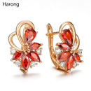 4 Farbe Edle Natürliche Zirkon Blume Ohrstecker Rot Grün Farbe Hochwertige Ohrringe Für Frau Ästhetisches Luxus Schmuck Geschenk