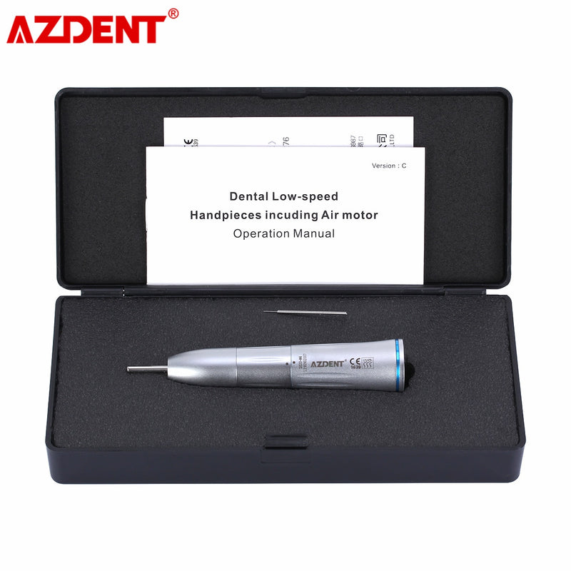 AZDENT Dental 1:1 Contra Angle Straight Nose Cone Air Motor Low Speed Handpiece Inner Water Internal Spray Push Button