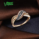 VISTOSO Genuine 14K 585 Yellow Gold Sparkling Fancy Blue Diamond Ring For Women Luxury Engagement Anniversary  Lady Fine Jewelry
