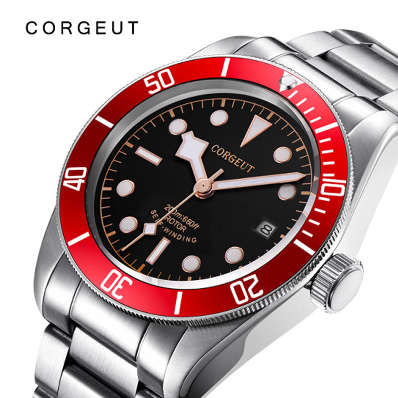 Corgeut Luxury Brand Black Dial Men NH35 Miyota Automatic Mechanical Watch Military Sport Swim Steel Mechanical Wrist Watches