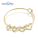 JewelOra, pulseras con abalorios de corazón con grabado personalizado para mujer, brazalete personalizado de acero inoxidable, regalo de joyería DIY para ella