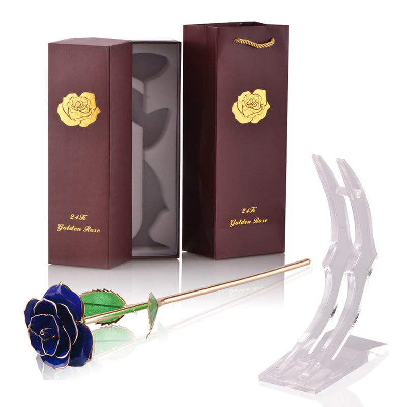 Geschenke für Frauen 24 Karat Gold getauchte Rose mit Ständer Ewige Blumen für immer Liebe in Box Freundin Hochzeit Weihnachtsgeschenke für Sie