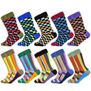 Hot Sale Men Socks 2020 New Colorful Gifts for Men Cotton Mens Socks Geometric Lattice Classic Happy Business Casual  Socks Men