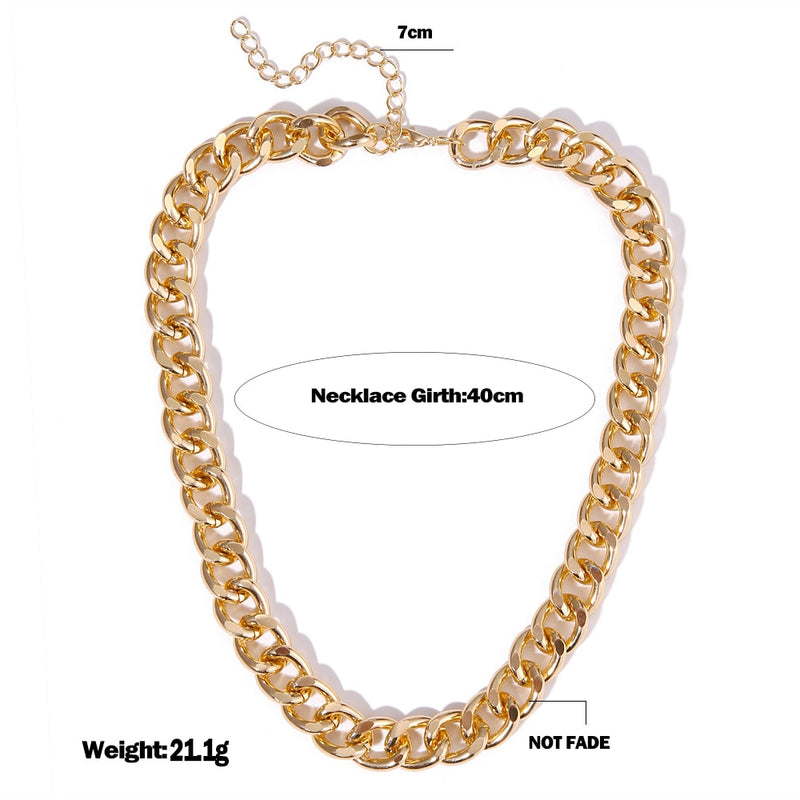 European and American retro portrait of exaggerated thick chain necklace double personality chain hip-hop neck chain short colla