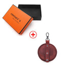 Contact's Crazy Horse Leather Men's Coin Purse Multifunctional Mini Wallet Vintage Small Money Bags for Earphone Free Engraving