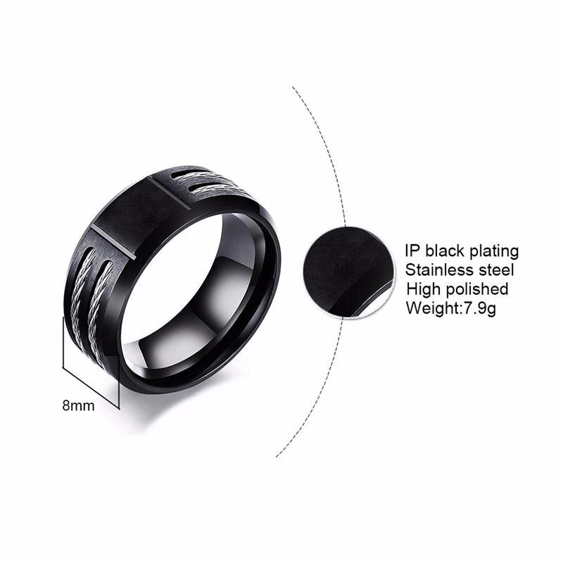 Vnox 12 Horoscope Ring for Men Black Stainless Steel Twisted Wia Insert Tough Man Anel Aries Leo Constellation Wedding Band
