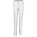 DIRTYLILY, pantalones de mujer brillantes con diamantes de cristal, novedad de verano, pantalones de pierna ancha calados de red, pantalones de playa transparentes sexys