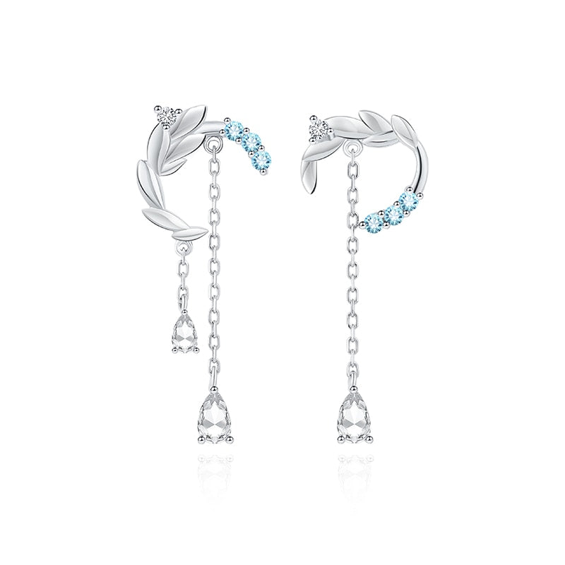 Thaya Versilberte Ohrringe Blau Künstliche Kristallblumen Ohrstecker Mode Ohrring Für Frauen Party Edlen Schmuck Geschenk