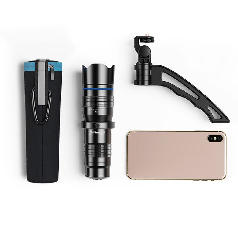 APEXEL HD Metal 20-40x Zoom Teleskop Teleobjektiv Monokulares Telefon Kameraobjektiv + Ministativ für Samsung iPhone alle Smartphones