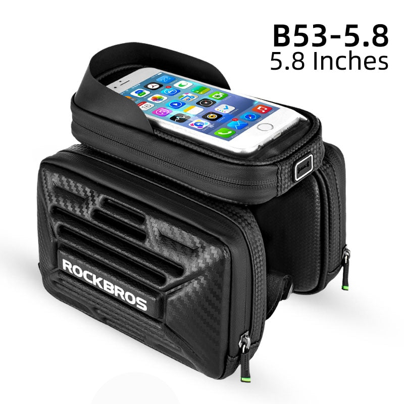 Bolsa de tubo superior para bicicleta de ciclismo ROCKBROS, marco de bicicleta MTB a prueba de lluvia, bolsa de pantalla táctil para teléfono móvil, accesorios para bicicleta