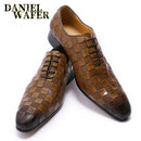 Luxuriöse italienische Leder-Abendschuhe für Herren, modisch, kariert, zum Schnüren, Schwarz Braun, Hochzeit, Büro, formelle Oxford-Schuhe für Herren