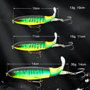 8Pcs Whopper Plopper 10Cm/14Cm Floating Per Fishing Lure Artificial Hard Bait Wobbler Rotating Tail Fishing Tackle 3D Eyes