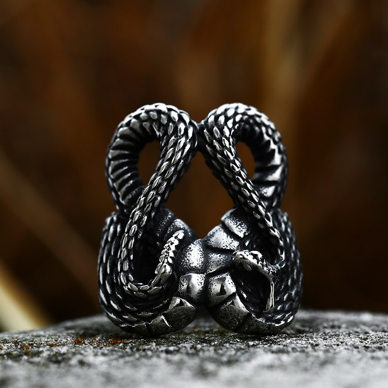 BEIER New arrive Snake Ring Factory Price Stainless Titanium Steel Punk Heavy Metal Animal Fashion Jewelry for man Gift BR8-842