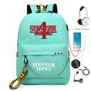 Nueva mochila Stranger Things HELLFIRE, mochila multifunción de lona de viaje con carga USB para estudiantes, mochila escolar para adolescentes, niños y niñas