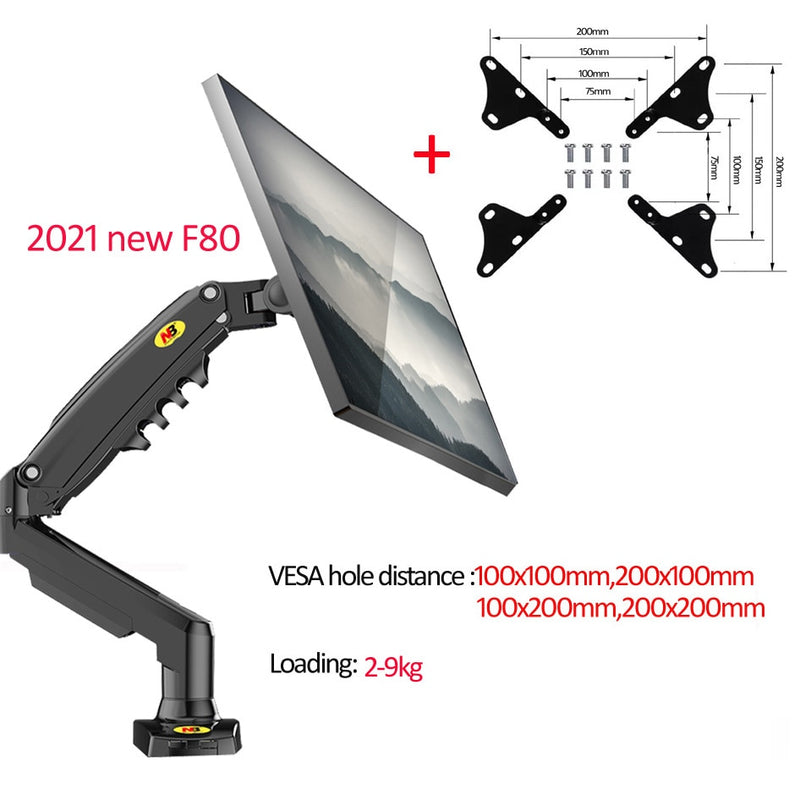 2019 NEU NB F80 Desktop17-27" LCD LED Monitorhalter Arm Gasfeder Vollbewegliche Gasfeder Flexi TV-Halterung Belastbar 2-9 kg