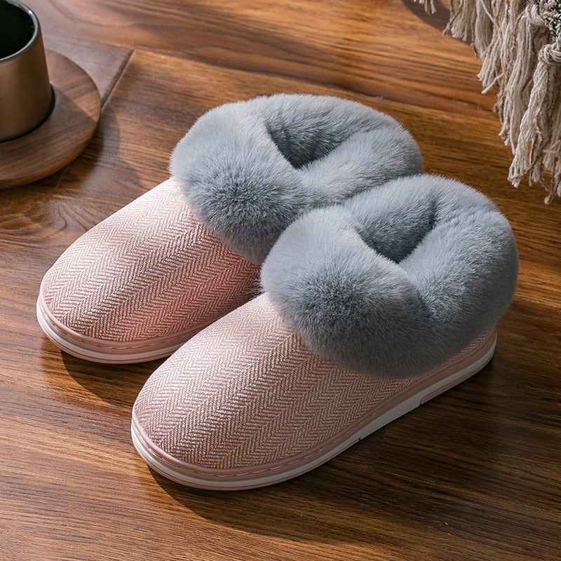 2022 Faux Fur Winter Warm Shoes Woman Men Indoor Slippers Soft Plush Anti-slip Lovers Home Floor Slipper Cotton Slides SH08271