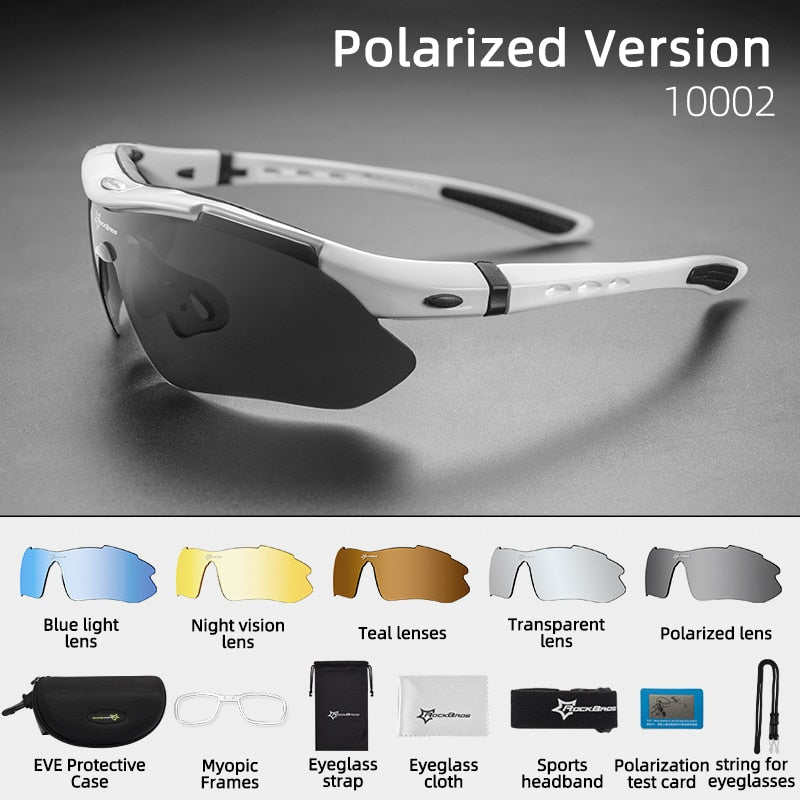 Gafas de ciclismo polarizadas ROCKBROS, gafas de sol deportivas para hombre, gafas de protección para montar en bicicleta de montaña o carretera, gafas de 5 lentes