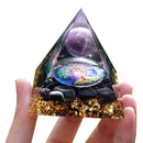 Orgonite Pyramid 60mm Amethyst Crystal Sphere With Obsidian Natural Cristal Stone Orgone Energy Healing Reiki Chakra Multiplier