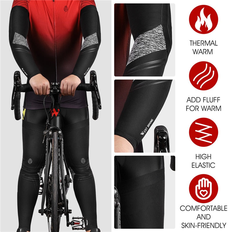 WEST BIKING Warm Windproof Cycling Leg Warmers Men Women MTB Bike Bicycle Sports Running Basketball Soccer Compression Leggings