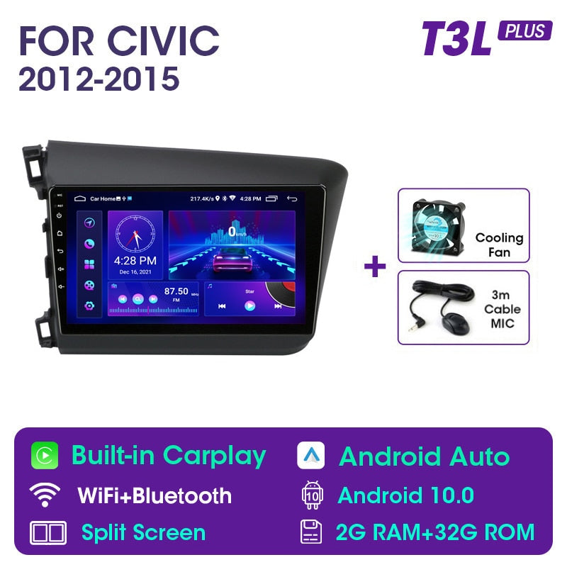 Vtopek 9" 4G Carplay DSP 2din Android 11.0 Autoradio Multimedia Video Player Navigation GPS für HONDA CIVIC 2012-2015 Haupteinheit