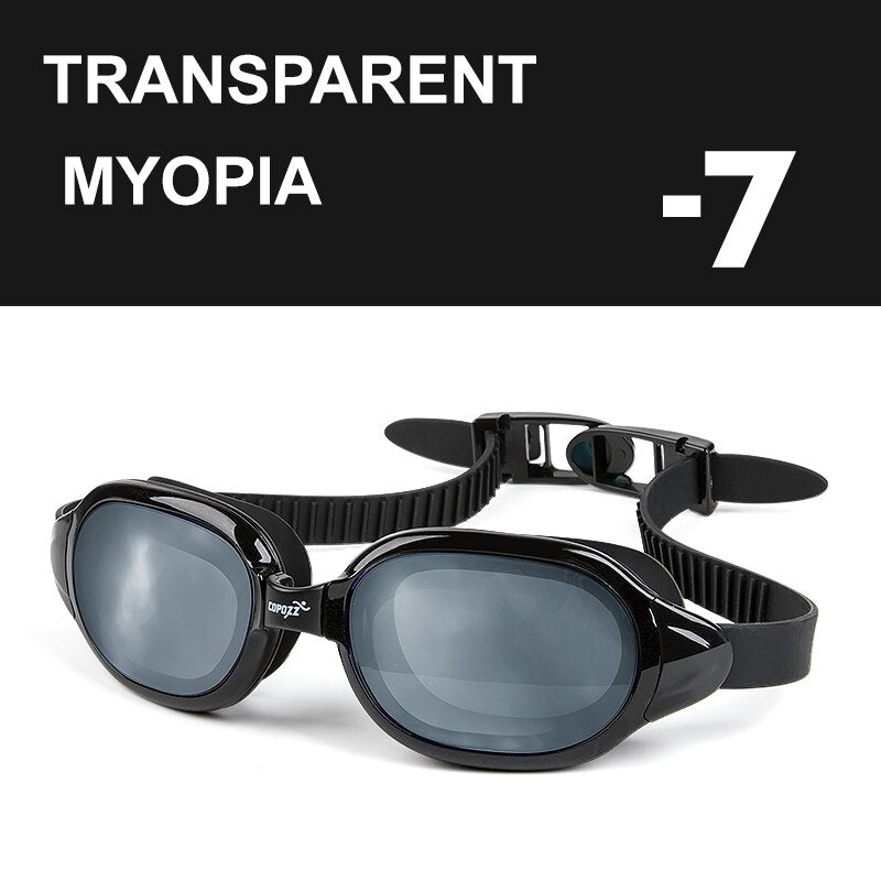 COPOZZ Gafas de natación Miopía 0 -1.5 a -7 Hombres Mujeres Anti niebla Protección UV Gafas de natación impermeables Dioptrías Gafas de natación