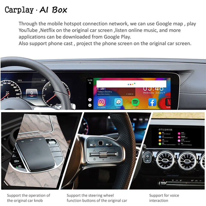 New Upgrade 4+64G Carplay Box Universal Car Android System Car-Play AI USB Dongle