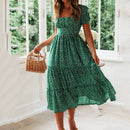 Vestidos Vintage Vintage Print Puff Sleeve Sommer Strand süße Kleider Casual Square Kragen Blumen Maxi langes Kleid 2022 festa