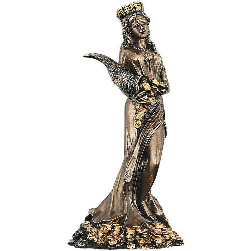 ERMAKOVA, figura de resina de gran tamaño cegada, diosa griega de la riqueza, figura de la fortuna, escultura de la fortuna de la suerte, regalo de oficina, decoración del hogar