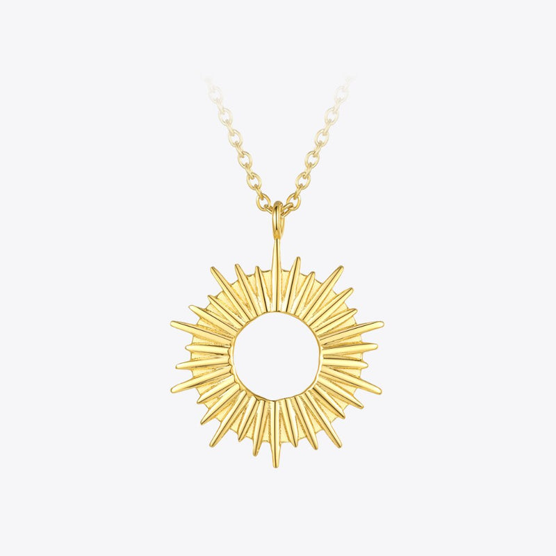 ENFASHION Sunshine Pendant Necklace Stainless Steel Gold Color Hollow Circle Sun Necklaces For Women 2020 Fashion Jewelry P3089