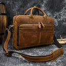 Vintage Men's Crazy Horse Genuine Leather Briefcase Cowhide Business Handbag Cow Leather Laptop Portfolio Shoulder Messenger Bag