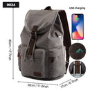 TANGHAO Canvas Backpack Unisex Vintage Casual Rucksack 17inch Laptop Backpack W/ USB Charging Port Schoolbag Student Mochia