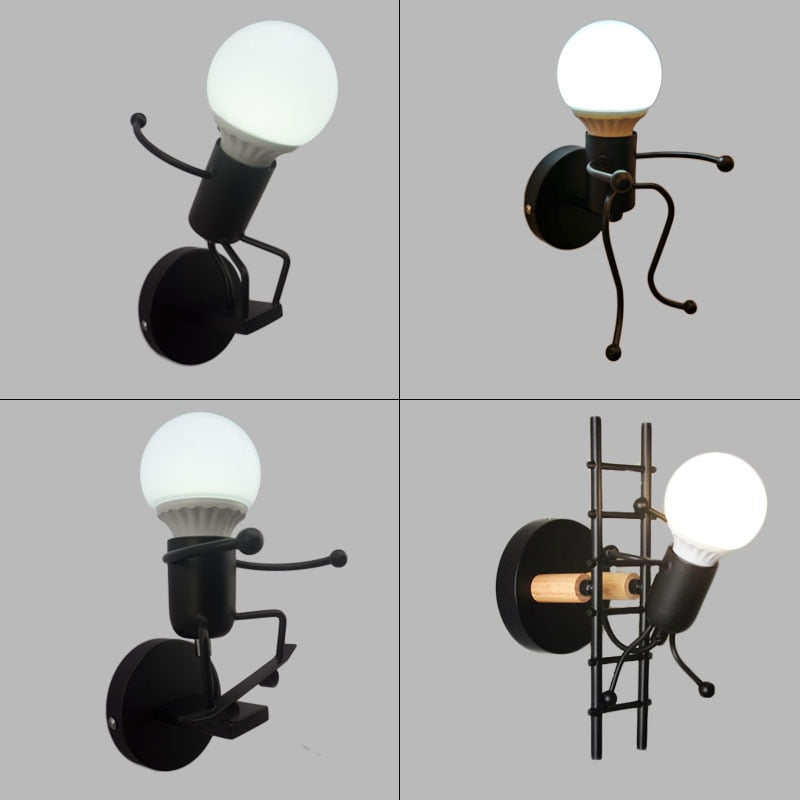 simplicity matchstick man Cartoon wall light Children&